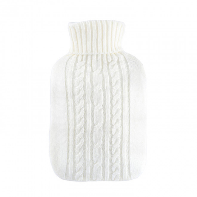 BOUILLOTTE PERSONNALISABLE 1.8L HOUSSE TRICOTEE 'CALDA' - blanc