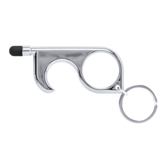 PORTE-CLÉS SANS CONTACT STYLET PERSONNALISABLE 'COURBY' - gris