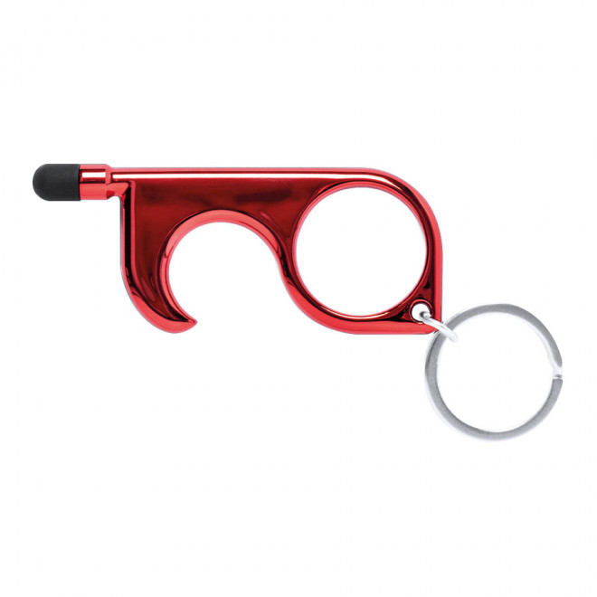 PORTE-CLÉS SANS CONTACT STYLET PERSONNALISABLE 'COURBY' - rouge