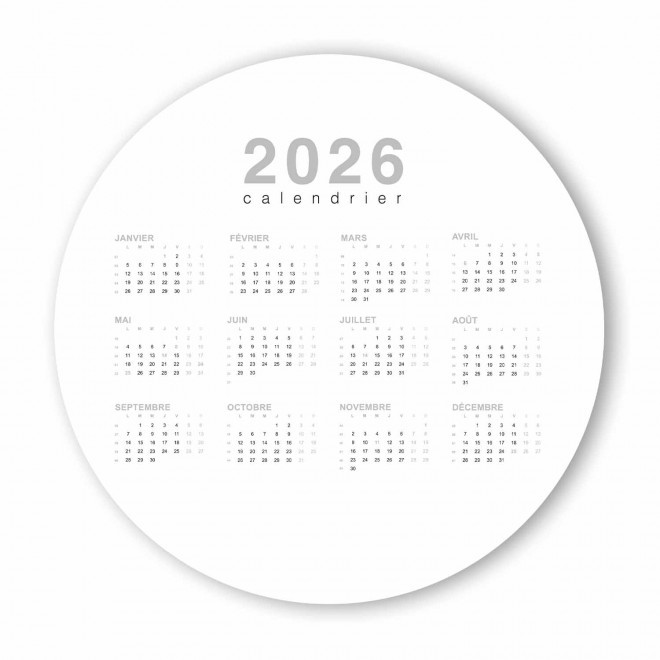 CALENDRIER ANNUEL SOUPLE PROMOTIONNEL 'ASTERO ROND' - pantone