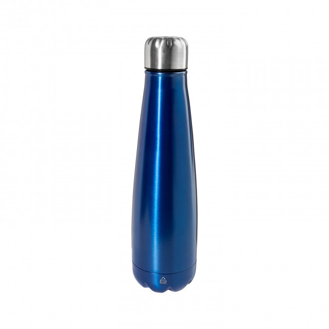 BOUTEILLE PUBLICITAIRE EN ACIER RECYCLE 600ML 'POIRY' - bleu