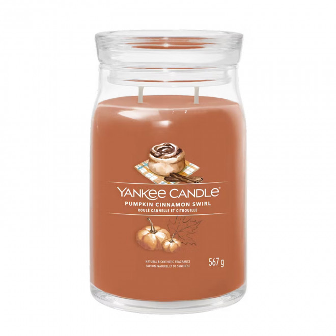 BOUGIE DEUX MECHES GRANDE 'YANKEE CANDLE' - roulé cannelle et citrouille