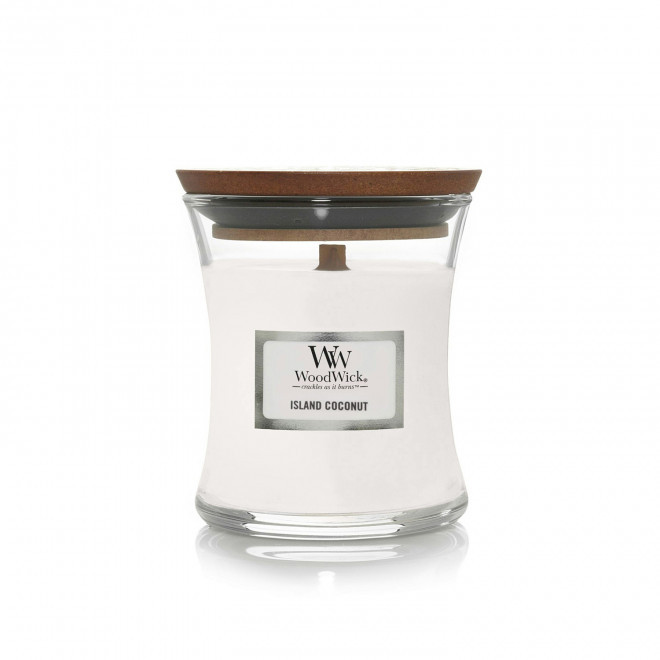 BOUGIE PARFUMEE MECHE BOIS 'WOODWICK MINI' - noix de coco des îles