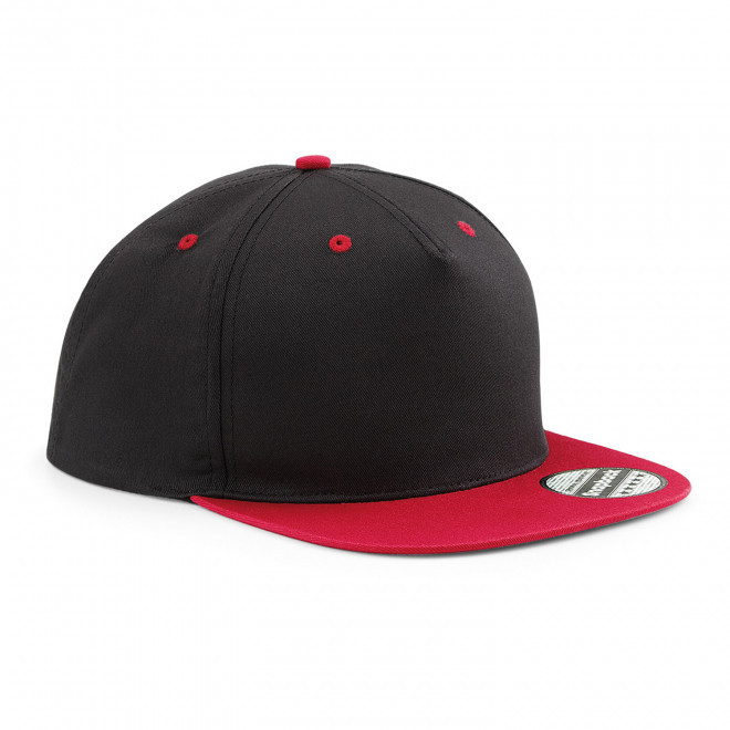 CASQUETTE SNAPBACK PERSONNALISABLE 'FLAT PEAK BICOL' - noir/rouge