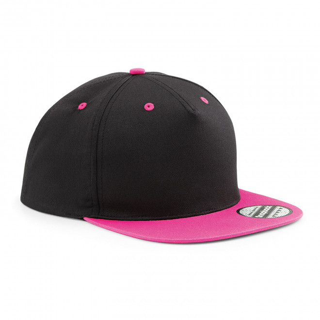 CASQUETTE SNAPBACK PERSONNALISABLE 'FLAT PEAK BICOL' - noir/fuchsia