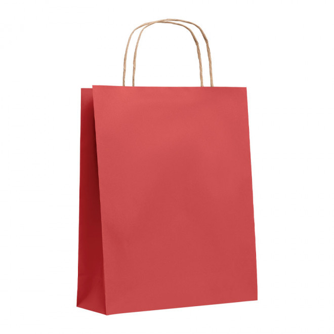 SAC PAPIER KRAFT PUBLICITAIRE ANSES TORSADEES 'HONDURO' 18X21X8 CM 90 GR/M² - rouge