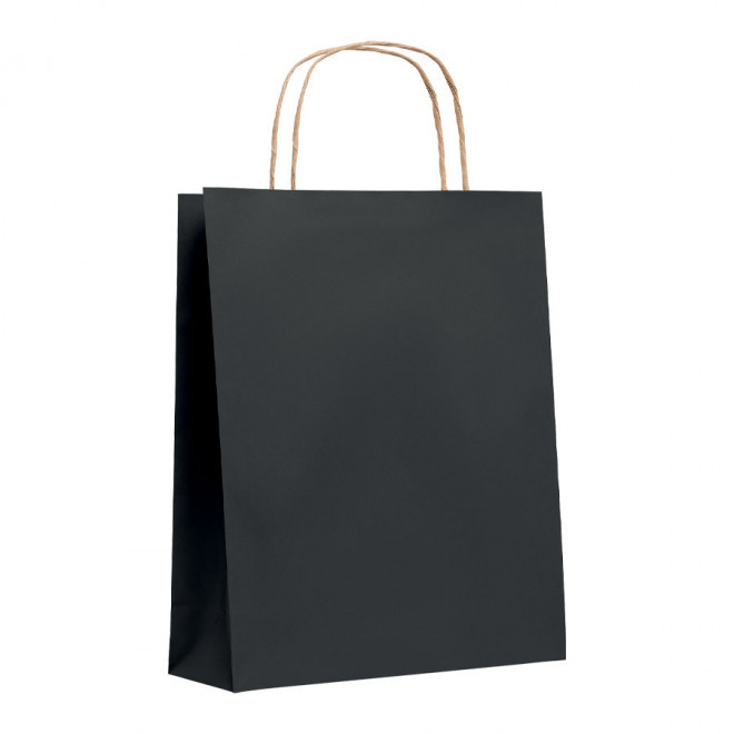 SAC PAPIER KRAFT PUBLICITAIRE ANSES TORSADEES 'HONDURO' 18X21X8 CM 90 GR/M² - noir