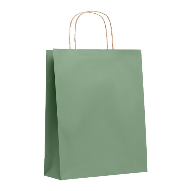 SAC PAPIER KRAFT PROMOTIONNEL ANSES TORSADEES 'HONDURO' 25X32X11 CM 90 GR/M² - vert