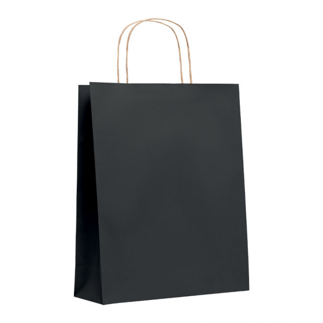 SAC PAPIER KRAFT PROMOTIONNEL ANSES TORSADEES 'HONDURO' 25X32X11 CM 90 GR/M² - noir