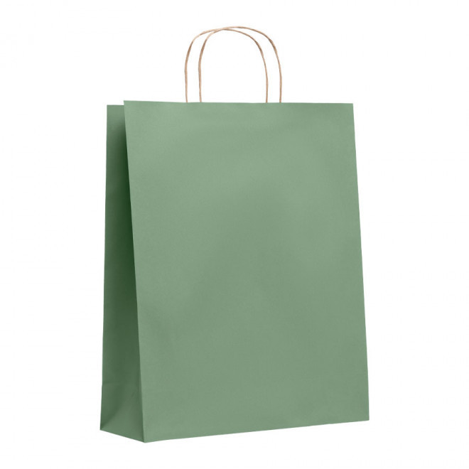 SAC PAPIER KRAFT PUBLICITAIRE ANSES TORSADEES 'HONDURO' 32X40X12 CM 90 GR/M² - vert