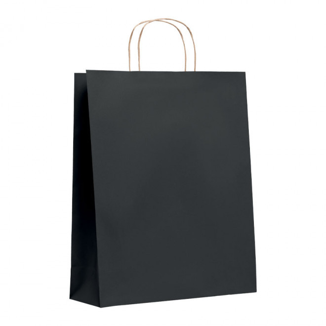 SAC PAPIER KRAFT PUBLICITAIRE ANSES TORSADEES 'HONDURO' 32X40X12 CM 90 GR/M² - noir