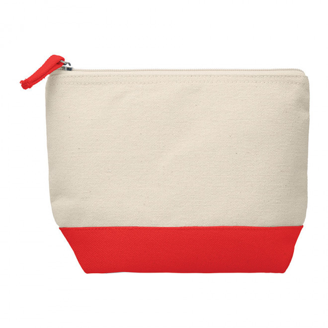 TROUSSE DE TOILETTE PUBLICITAIRE EN COTON BICOLORE 'MELLY' - rouge