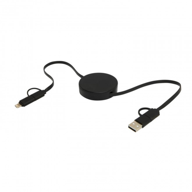 CABLE DE CHARGE PERSONNALISABLE 'ONTARIA ENROULEUR ABS' - noir