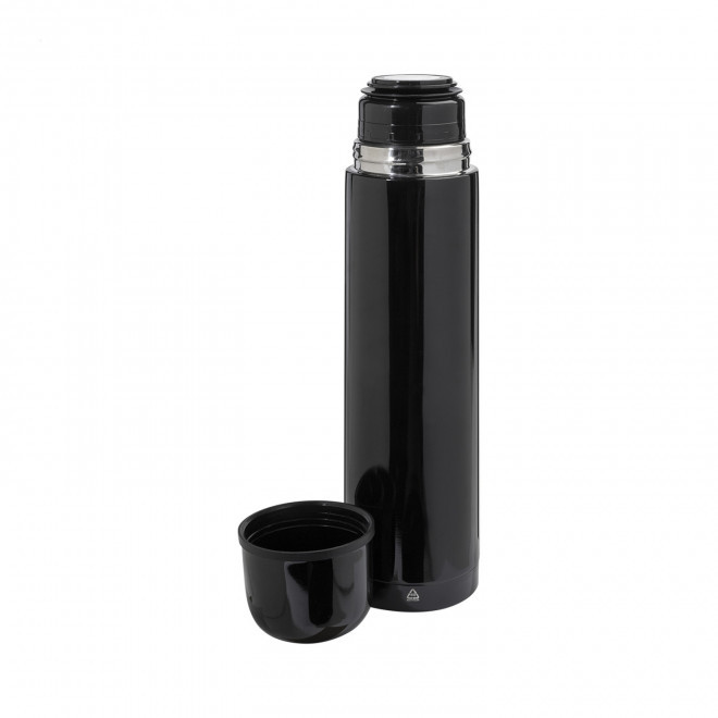 BOUTEILLE ISOTHERME 1L PERSONNALISABLE 'ISOLA RECYCLE' - noir