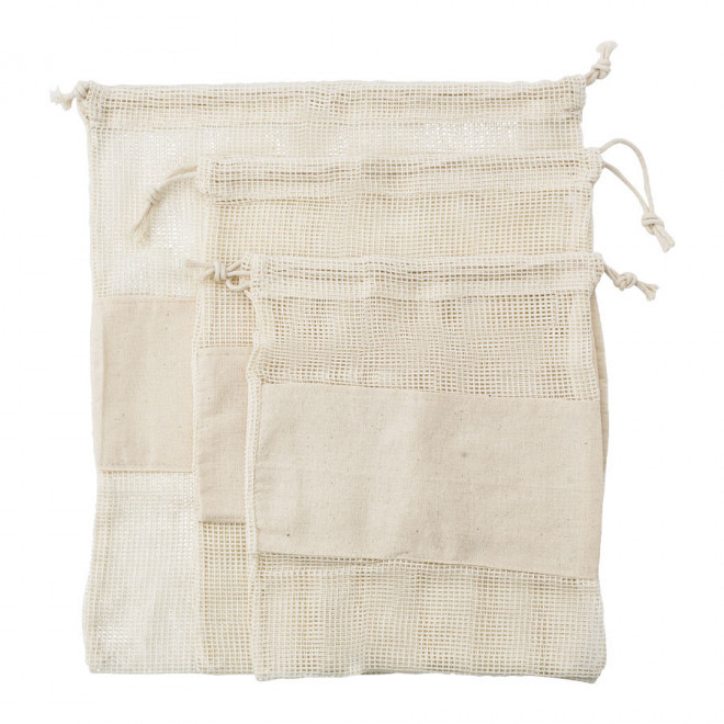 SET DE 3 POCHETTES FILET PERSONNALISEES EN COTON 'ALTASA' - naturel