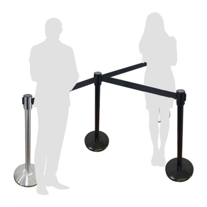 BARRIÈRE PUBLICITAIRE À CEINTURE RÉTRACTABLE COULEUR 'BARU' - noir