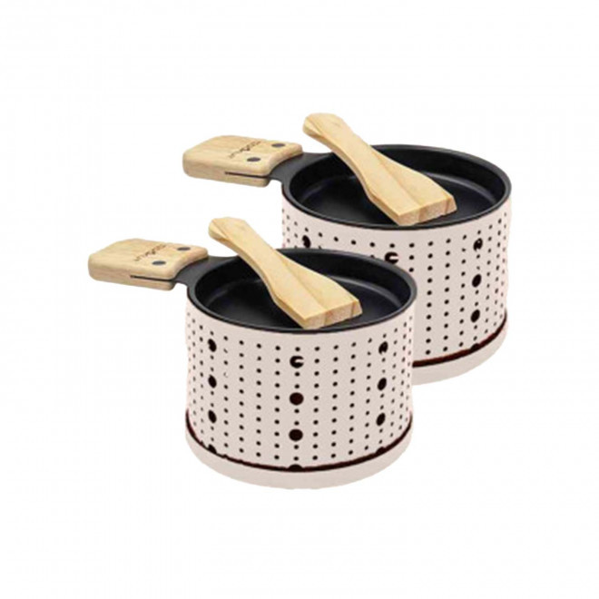 SET DE 2 RACLETTE A LA BOUGIE PERSONNALISABLE 'COOKUT' - blanc