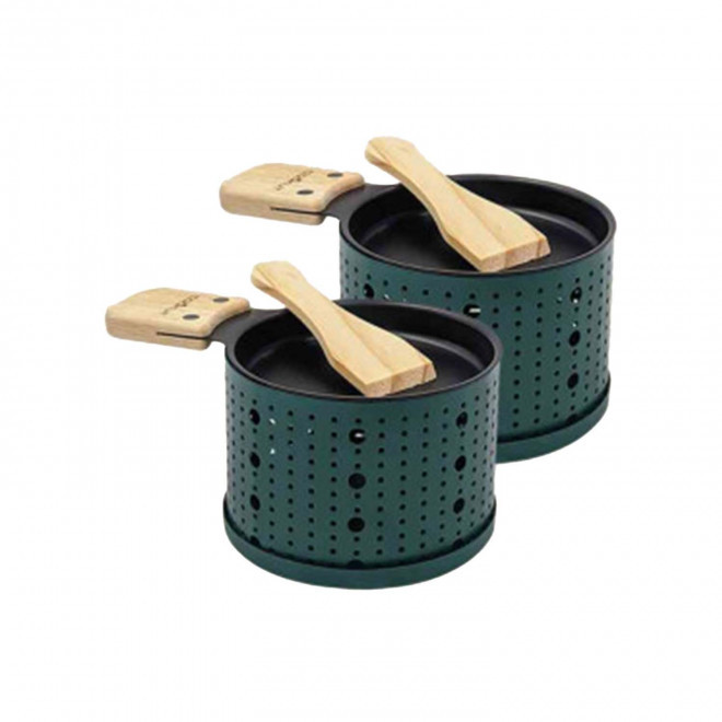 SET DE 2 RACLETTE A LA BOUGIE PERSONNALISABLE 'COOKUT' - vert