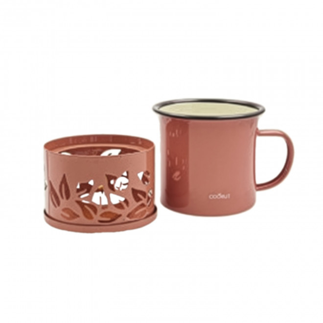 MUG EMAILLE PERSONNALISABLE SUPPORT CHAUFFANT 'COOKUT' - rose