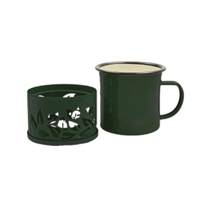 MUG EMAILLE PERSONNALISABLE SUPPORT CHAUFFANT 'COOKUT' - vert