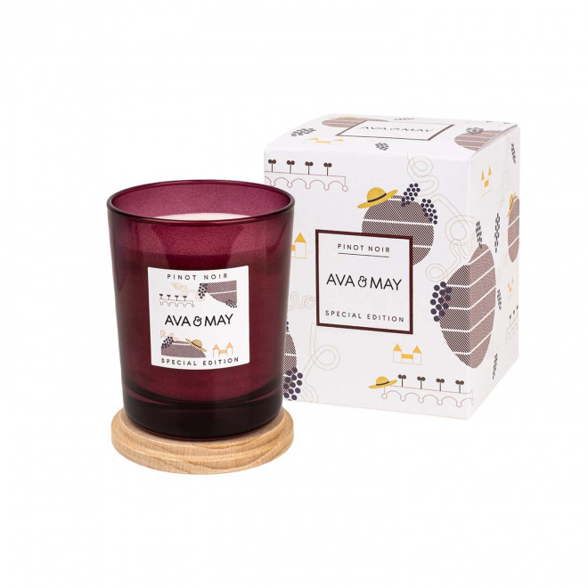 BOUGIE PARFUMEE VERRE ET BAMBOU PERSONNALISABLE 'AVA MAY' - pinot noir
