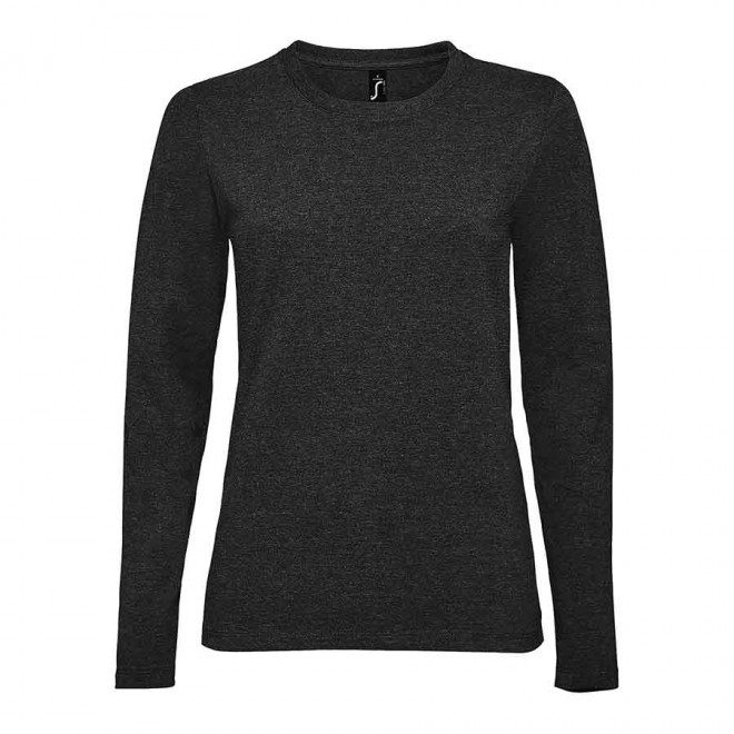 TEE-SHIRT PERSONNALISABLE FEMME ML 'IMPERIAL LSL' - anthracite chiné