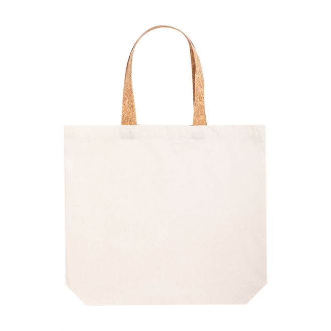 SAC SHOPPING PUBLICITAIRE EN COTON ET ANSES LONGUES EN LIÈGE 'EULALIA' 180 GR/M² - naturel