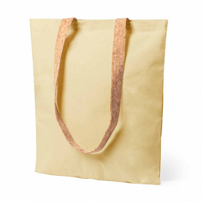 TOTE BAG PERSONNALISÉ COTON ET ANSES LONGUES EN LIÈGE 'EVORA' 180 GR/M² - naturel