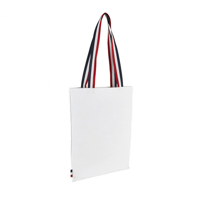 TOTE BAG PERSONNALISÉ AVEC ANSES RAYÉES 'ÉTOILE' - blanc