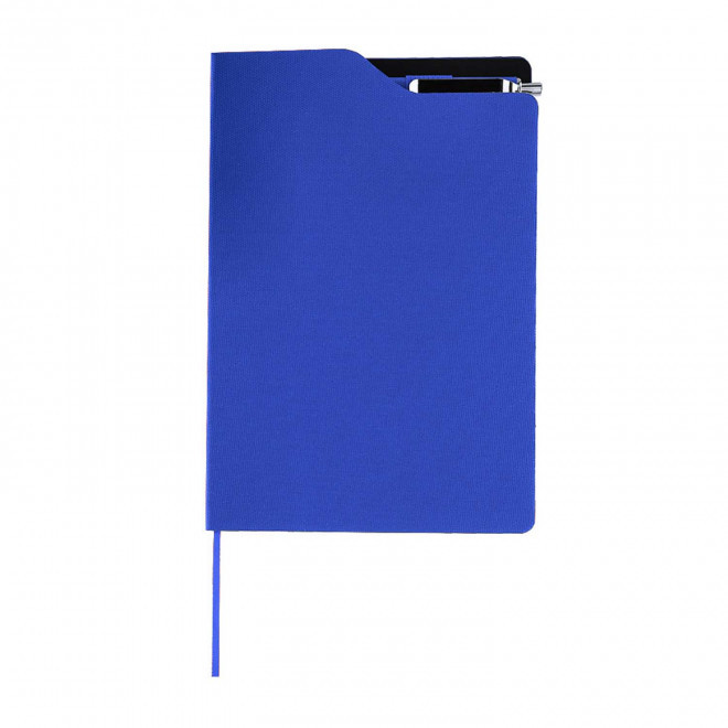 CARNET A5 RIGIDE RPET PERSONNALISE STYLO 'KURT' - bleu