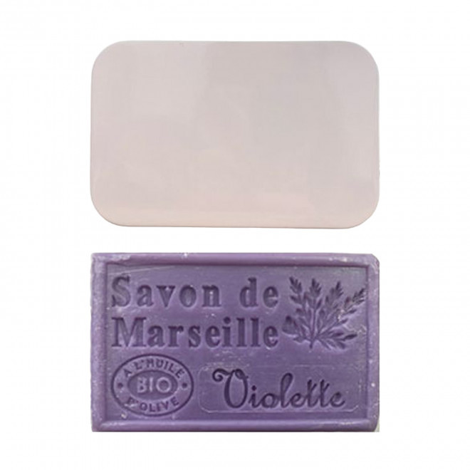 SET PERSONNALISABLE SAVON ET BOITE METAL 'OLIVIA BOITE' - violette