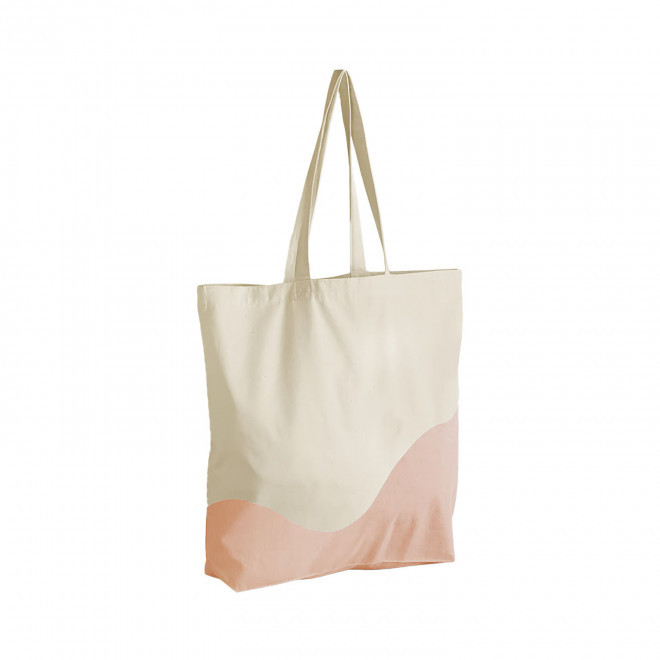 SAC SHOPPING PERSONNALISABLE COTON BICOUL 'MINAJ' - naturel/rose