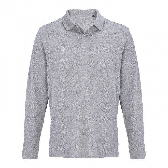 POLO MIXTE COULEUR PERSONNALISE 'PACIFIC LSL' - gris chiné