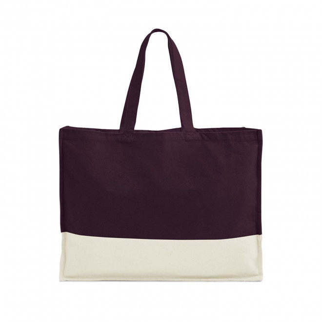 SAC SHOPPING SOUFFLET PERSONNALISABLE BICOULEUR 'NIKKIE' - bordeaux/naturel