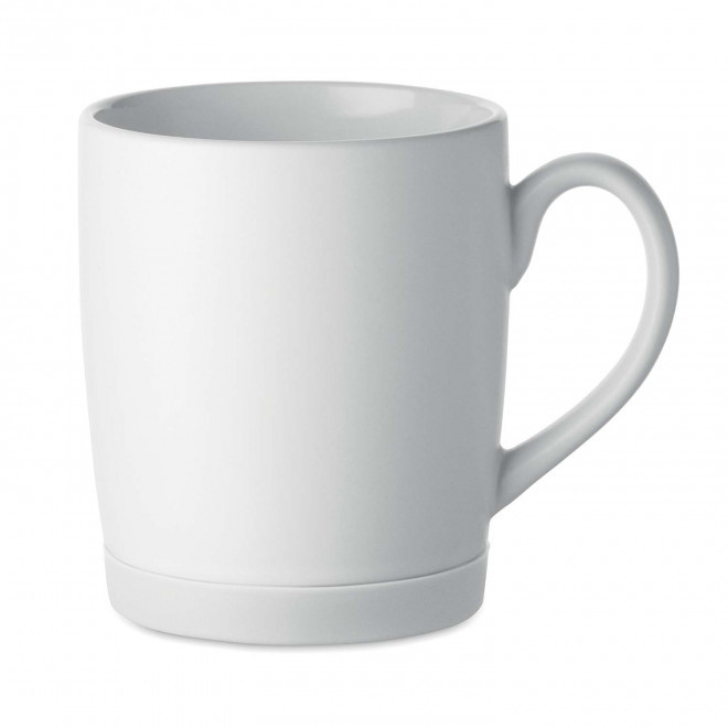 MUG CERAMIQUE MATE BASE SILICONE 300ML PERSONNALISABLE 'CLAUDIU' - blanc