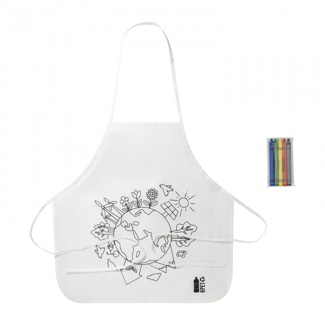 TABLIER A COLORIER PERSONNALISABLE 'ALIZEE CIRE' - blanc