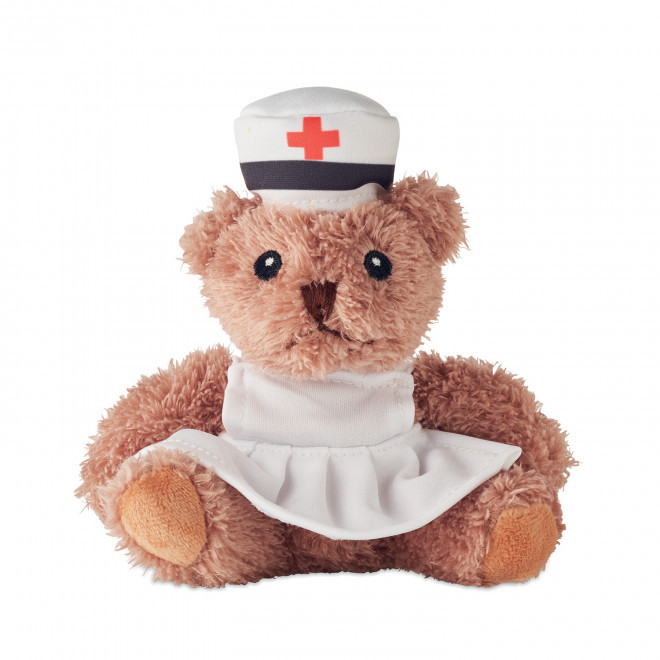 PELUCHE OURSON PERSONNALISABLE 'TEDDY INFIRMIERE' - blanc