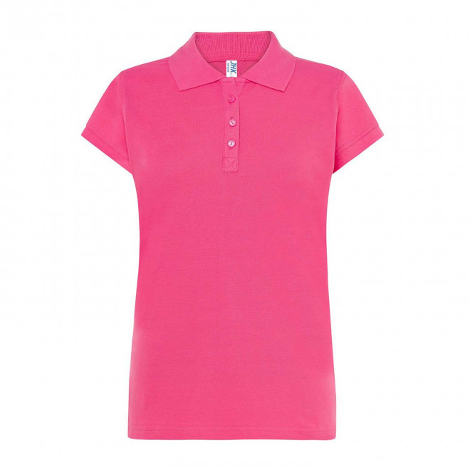 POLO FEMME COULEUR PERSONNALISABLE 210G 'JHK ESSENTIAL' - rose bonbon