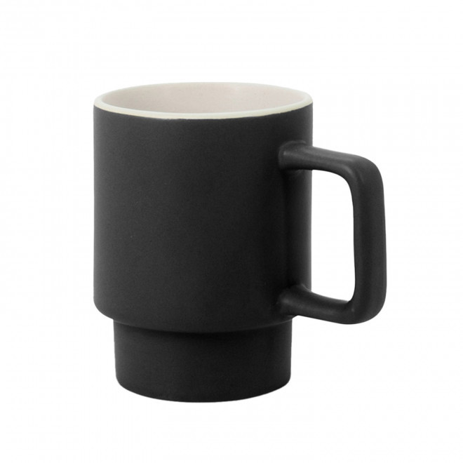 MUG PUBLICITAIRE CERAMIQUE EMPILABLE 330ML 'PAPULA' - noir