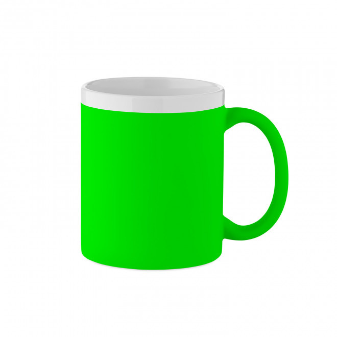 MUG CERAMIQUE INTERIEUR BLANC PERSONNALISABLE 'SOFT COLOR FLUO' - vert