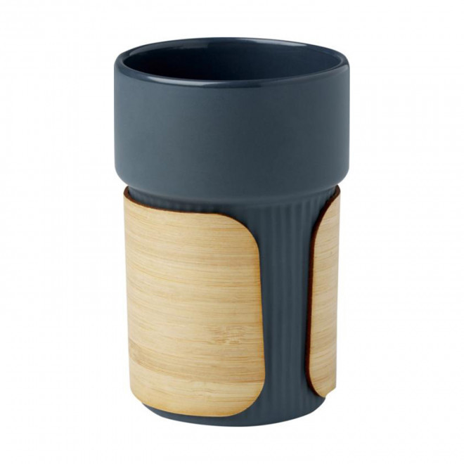 MUG CERAMIQUE CANNELE ET BAMBOU PERSONNALISABLE 'COLROU' - bleu hale