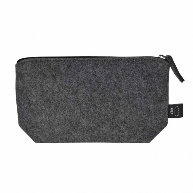 POCHETTE ZIPPEE PERSONNALISABLE FEUTRINE RPET 'TALMINI' - gris anthracite