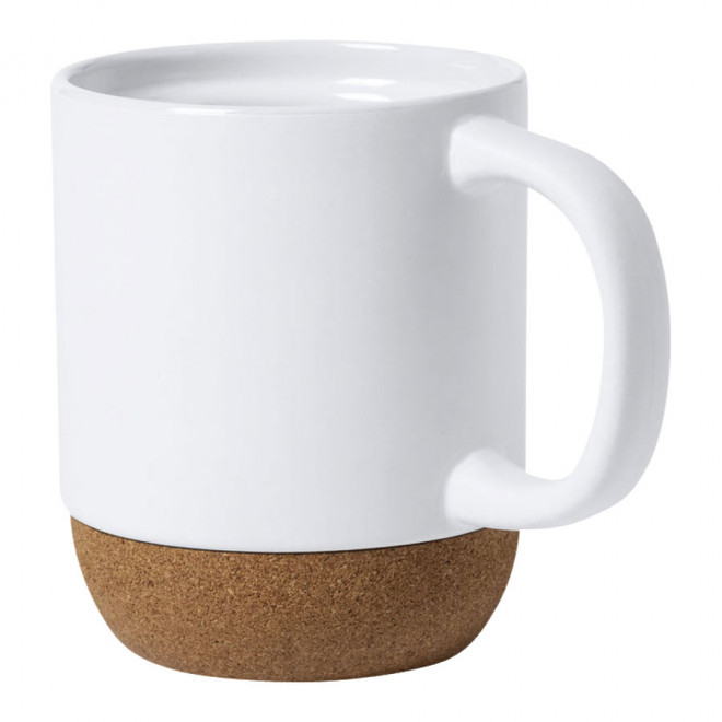 MUG PERSONNALISÉ EN CÉRAMIQUE ET LIÈGE 'ODIA' - blanc/liège