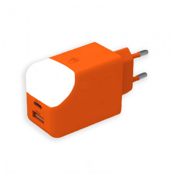 PRISE CHARGEUR SECTEUR 65W PERSONNALISABLE 'ICE G' - orange