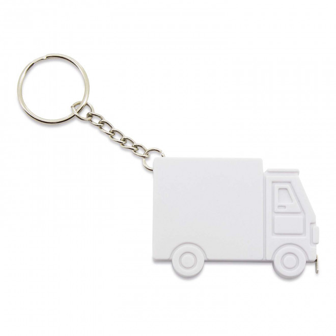 PORTE-CLES METRE RUBAN PERSONNALISABLE 'DANO CAMION' - blanc