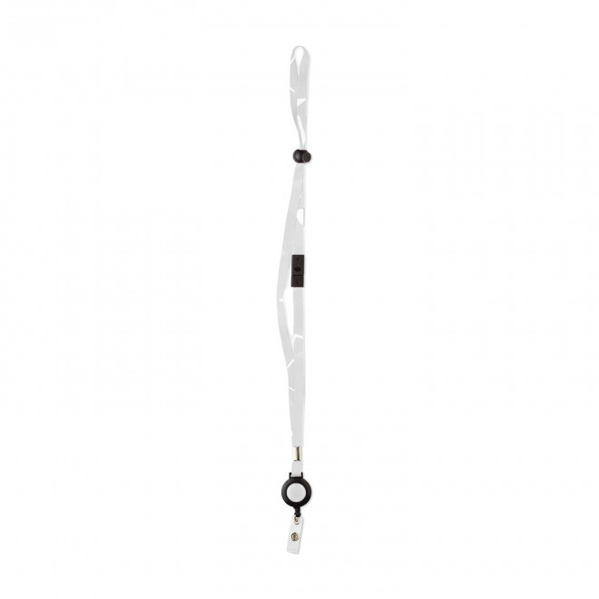 TOUR DE COU PERSONNALISABLE AVEC DEROULEUR DE BADGE 'PAT' - blanc