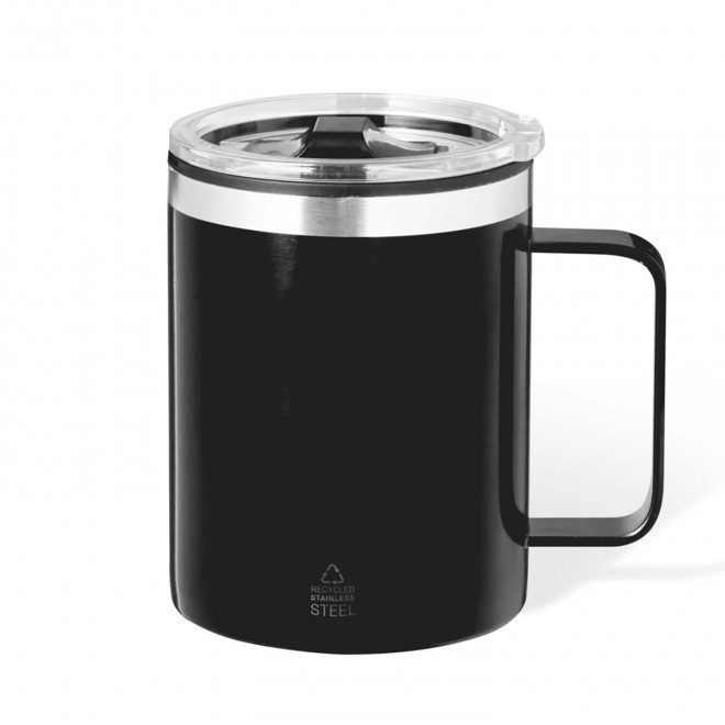 MUG ISO RECYCLE PERSONNALISABLE 400ML 'RICLO POIGNEE' - noir