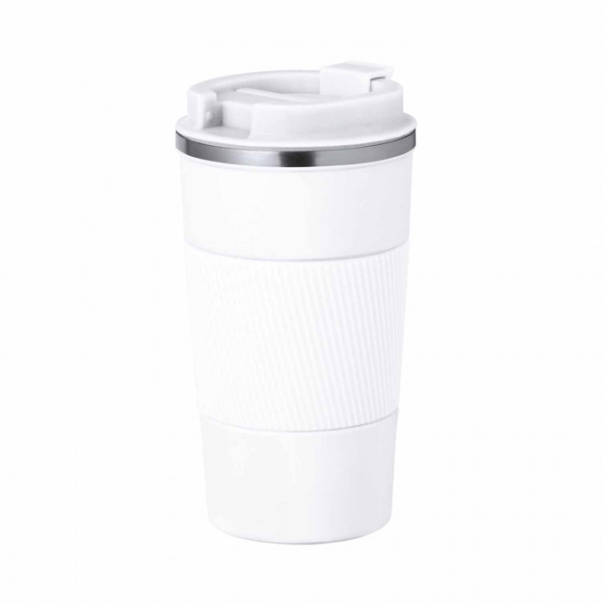 MUG ISOTHERME PERSONNALISABLE AVEC GRIP 400ML 'TOODI GRIP' - blanc