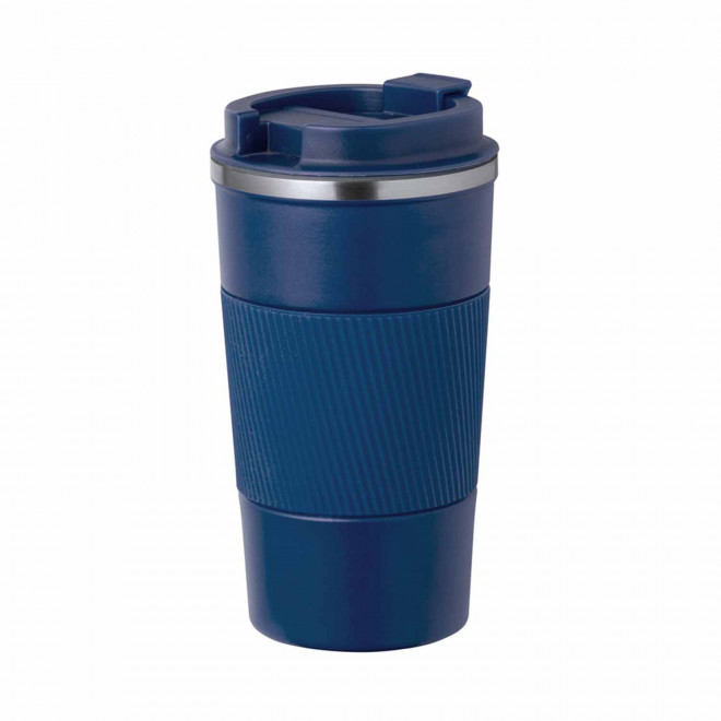 MUG ISOTHERME PERSONNALISABLE AVEC GRIP 400ML 'TOODI GRIP' - bleu marine