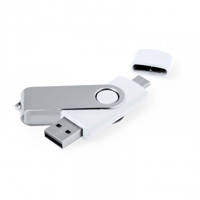 CLE USB ET USB C 3.0 PERSONNALISABLE 'TWISTER DUO' 16 GO - blanc